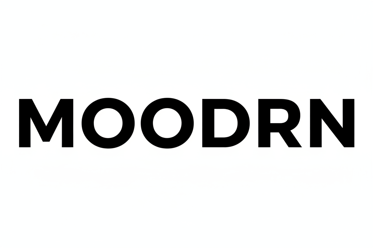 give me just the word MOODRN with no background